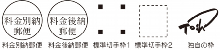 キュービックの宛名面切手枠　右端はお客様独自の枠